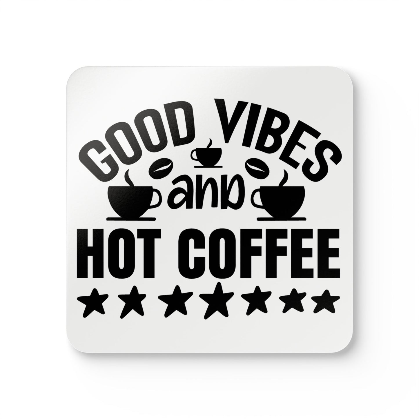 Good Vibes Corkwood Coaster Set - Eco-Friendly Drinkware, Kitchen Decor, Gift for Coffee Lovers, Housewarming Present, Home Barware