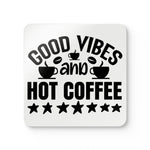 Good Vibes Corkwood Coaster Set - Eco-Friendly Drinkware, Kitchen Decor, Gift for Coffee Lovers, Housewarming Present, Home Barware