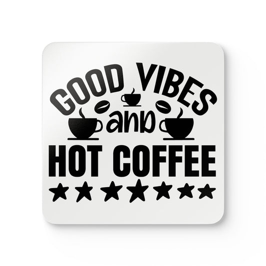 Good Vibes Corkwood Coaster Set - Eco-Friendly Drinkware, Kitchen Decor, Gift for Coffee Lovers, Housewarming Present, Home Barware