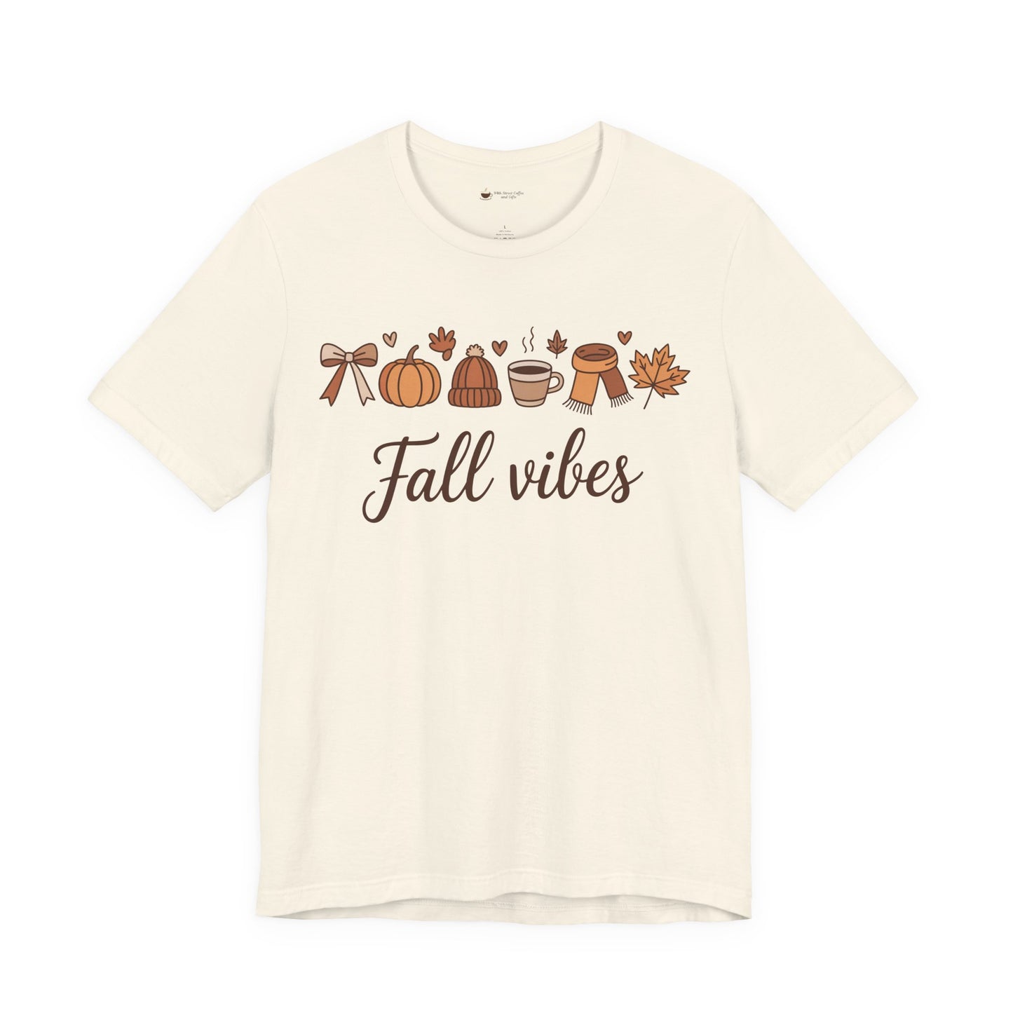 Fall Vibes T-Shirt, Graphic Tee, Gift for Couples, Valentine's Day Tee, Love Shirt, Unisex Jersey Tee, Heart Design Shirt
