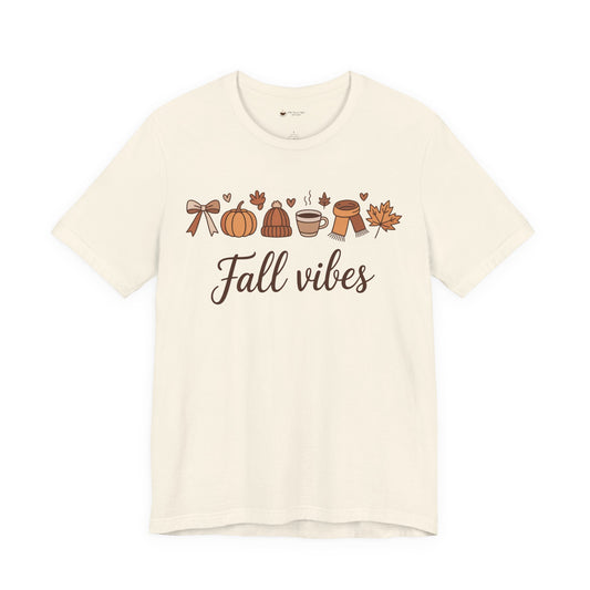 Fall Vibes T-Shirt, Graphic Tee, Gift for Couples, Valentine's Day Tee, Love Shirt, Unisex Jersey Tee, Heart Design Shirt