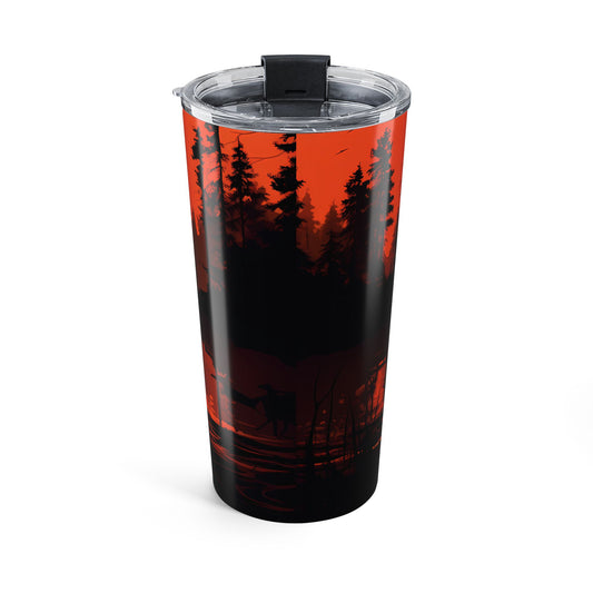 Fishing Sunset Tumbler - 20oz Travel Mug, Outdoor Adventure Gift, Fisherman Coffee Cup, Camping Drinkware, Nature Lover Mug
