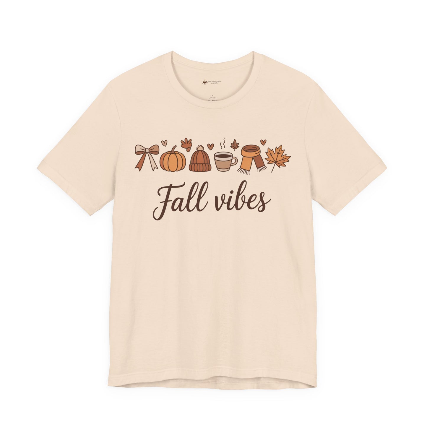 Fall Vibes T-Shirt, Graphic Tee, Gift for Couples, Valentine's Day Tee, Love Shirt, Unisex Jersey Tee, Heart Design Shirt