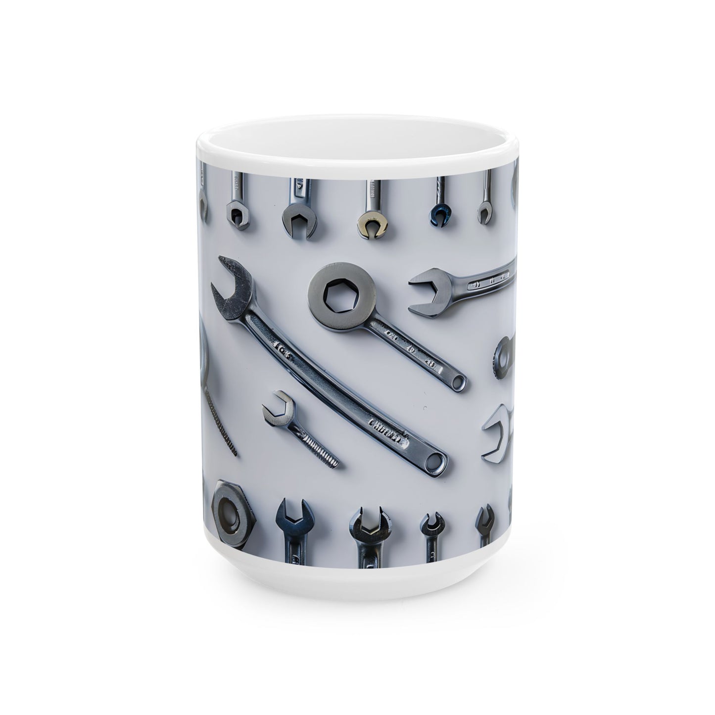 Handy Tools Ceramic Mug for Mechanics, Gifts for Dad, Unique Coffee Cup, Tool Lover's Mug, Automotive Theme Mug