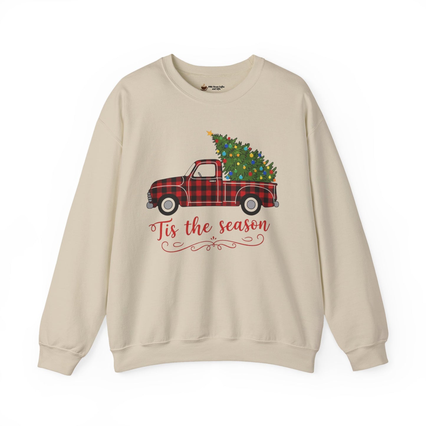 Tis the Season Crewneck Sweatshirt, Holiday Apparel, Cozy Gift, Hand-Drawn Design, Unisex Christmas Sweater, Winter Wardrobe Essential
