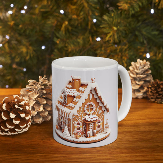 Gingerbread House Ceramic Mug - Holiday Gift, Christmas Decor, Coffee Lover's Gift, Winter Warmth, Cute Kitchenware