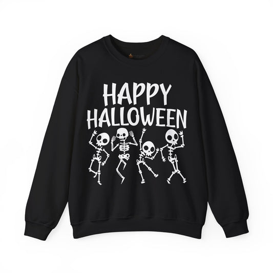 Happy Halloween Skeleton Unisex Cozy Crewneck Sweatshirt - Perfect for Casual Wear, Gifts, or Special Occasions