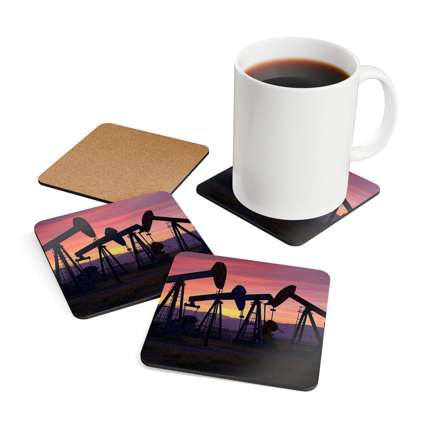 Corkwood Coaster Set, Rustic Drink Coaster Set, Reusable Coasters for Home, Eco-Friendly Decor, Unique Gift for Housewarming