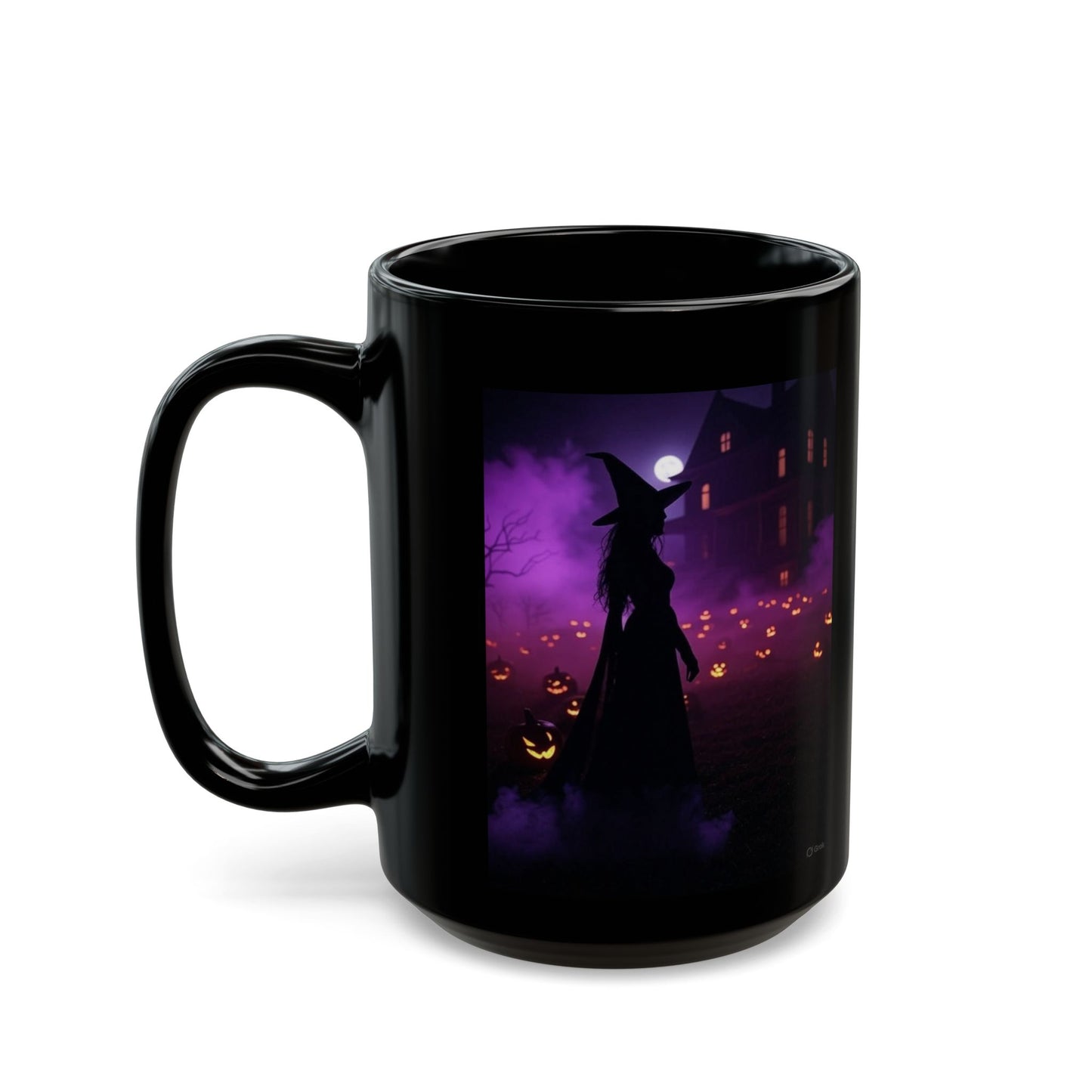 Halloween Witch Mug, Spooky Coffee Cup, Witching Hour Drinkware, Fall Festivities Gift, Black Ceramic Mug