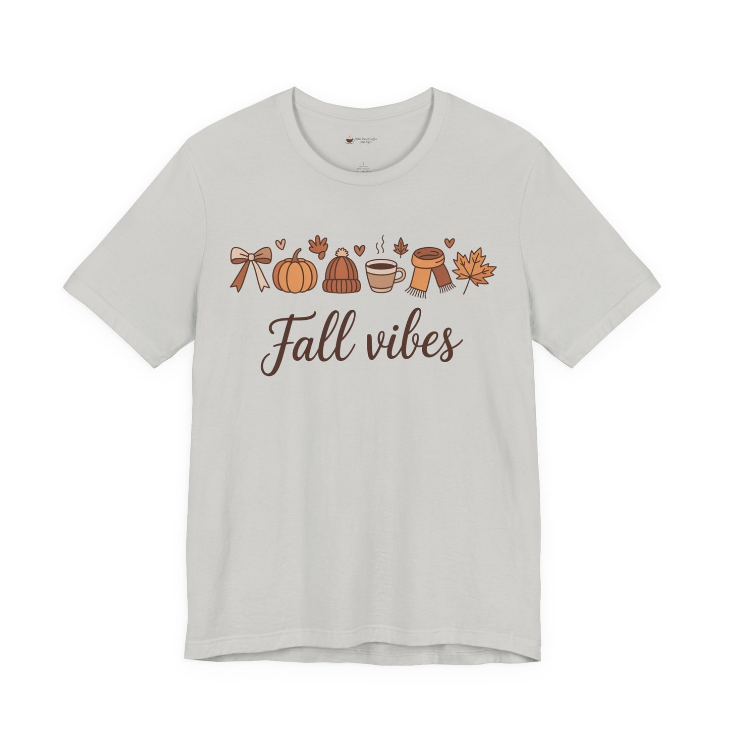 Fall Vibes T-Shirt, Graphic Tee, Gift for Couples, Valentine's Day Tee, Love Shirt, Unisex Jersey Tee, Heart Design Shirt
