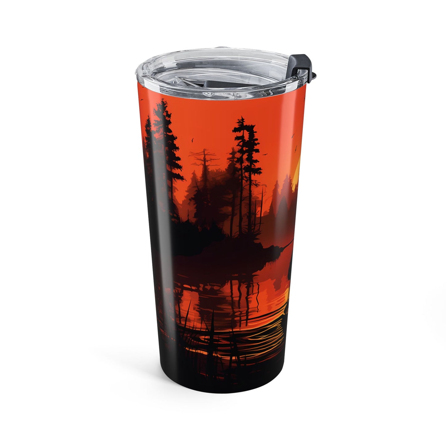 Fishing Sunset Tumbler - 20oz Travel Mug, Outdoor Adventure Gift, Fisherman Coffee Cup, Camping Drinkware, Nature Lover Mug