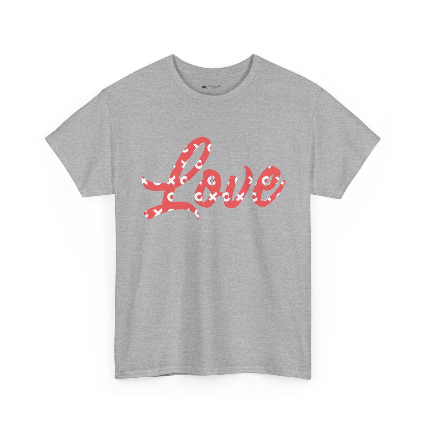 Love Script Tee — Valentines Heart Pattern Graphic T-Shirt
