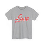 Love Script Tee — Valentines Heart Pattern Graphic T-Shirt
