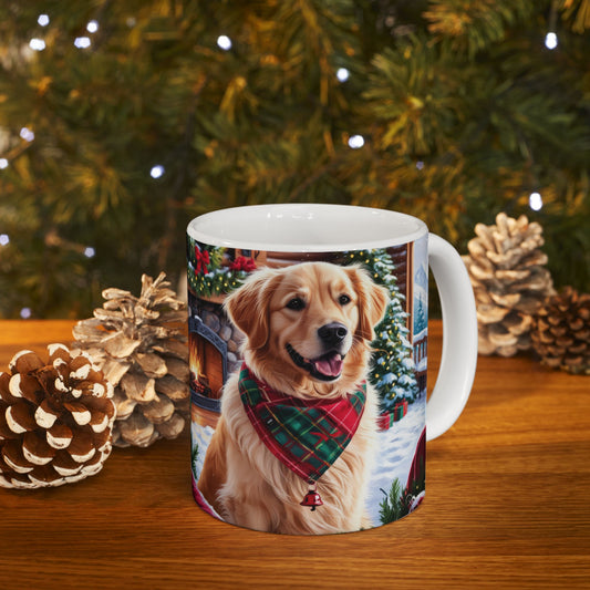Christmas Dog Ceramic Mug - Festive Winter Design (11oz & 15oz)