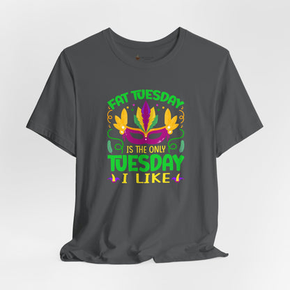 Mardi Gras 'Fat Tuesday' Tee — Carnival Mask & Feather Graphic