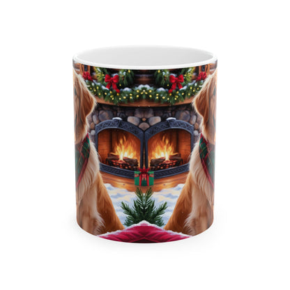 Christmas Dog Ceramic Mug - Festive Winter Design (11oz & 15oz)