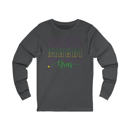 Mardi Gras Long Sleeve Tee — Festive Purple Green Gold Celebration Shirt