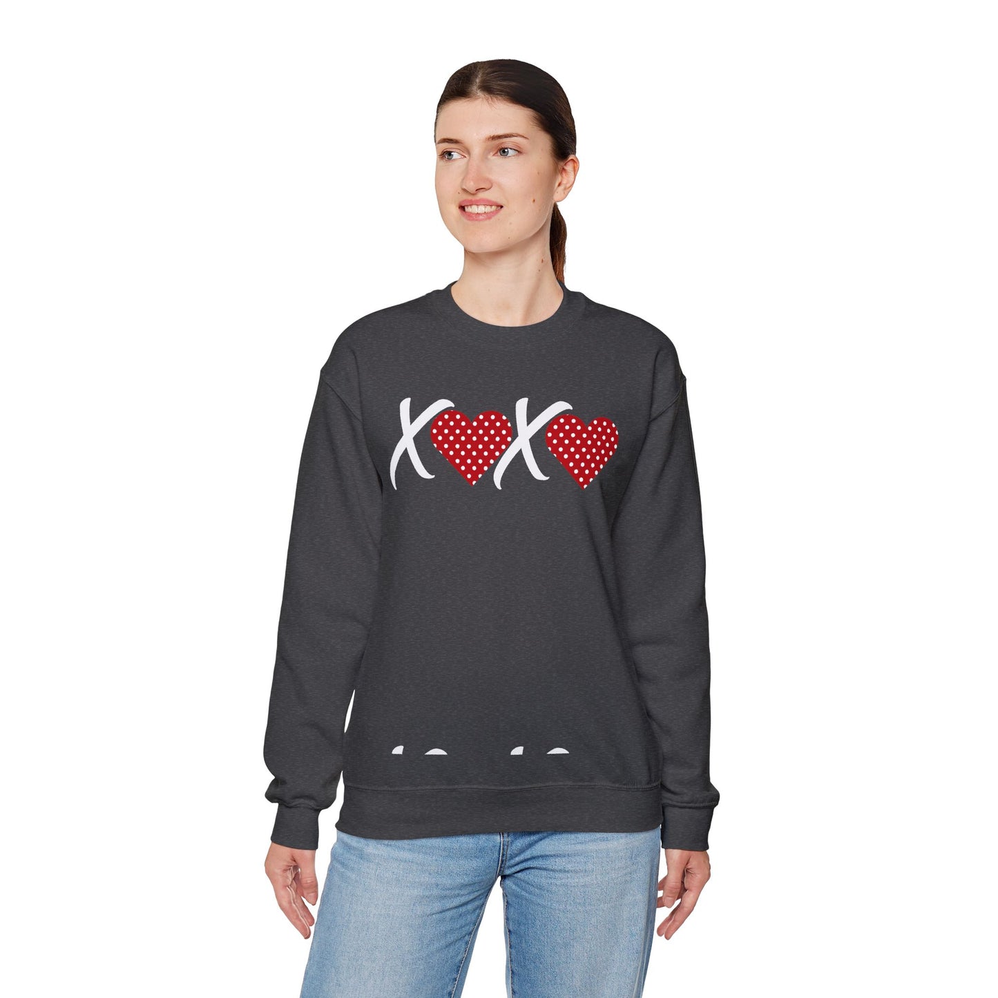 Valentine XOXO Polka Dot Heart Sweatshirt
