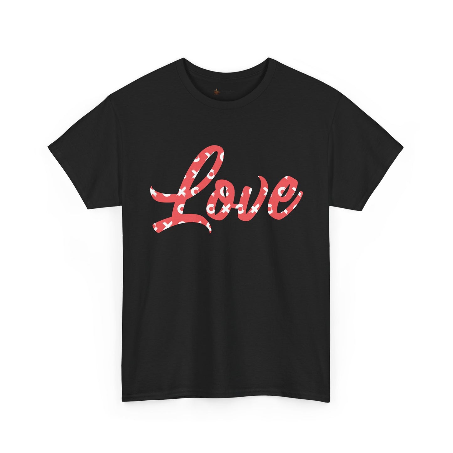 Love Script Tee — Valentines Heart Pattern Graphic T-Shirt