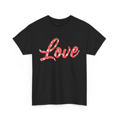 Love Script Tee — Valentines Heart Pattern Graphic T-Shirt