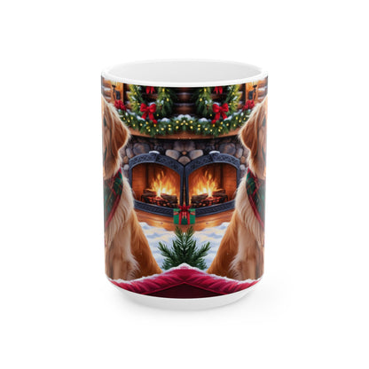Christmas Dog Ceramic Mug - Festive Winter Design (11oz & 15oz)