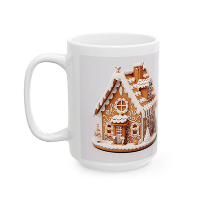 Gingerbread House Ceramic Mug - Holiday Gift, Christmas Decor, Coffee Lover's Gift, Winter Warmth, Cute Kitchenware