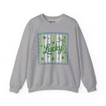 Lucky Shamrock Crewneck Sweatshirt — St. Patrick's Day Green Stripe Design