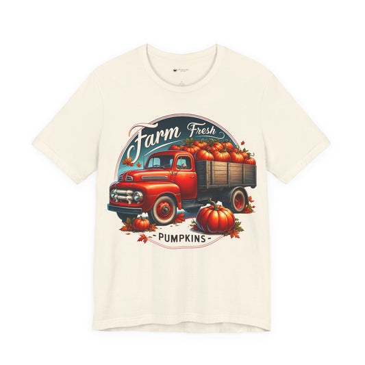 Farm Fresh Pumpkins Unisex Tee, Motivational Shirt, Gift for Coffee Lovers, Relaxed Fit Tee, Happy Mood Apparel