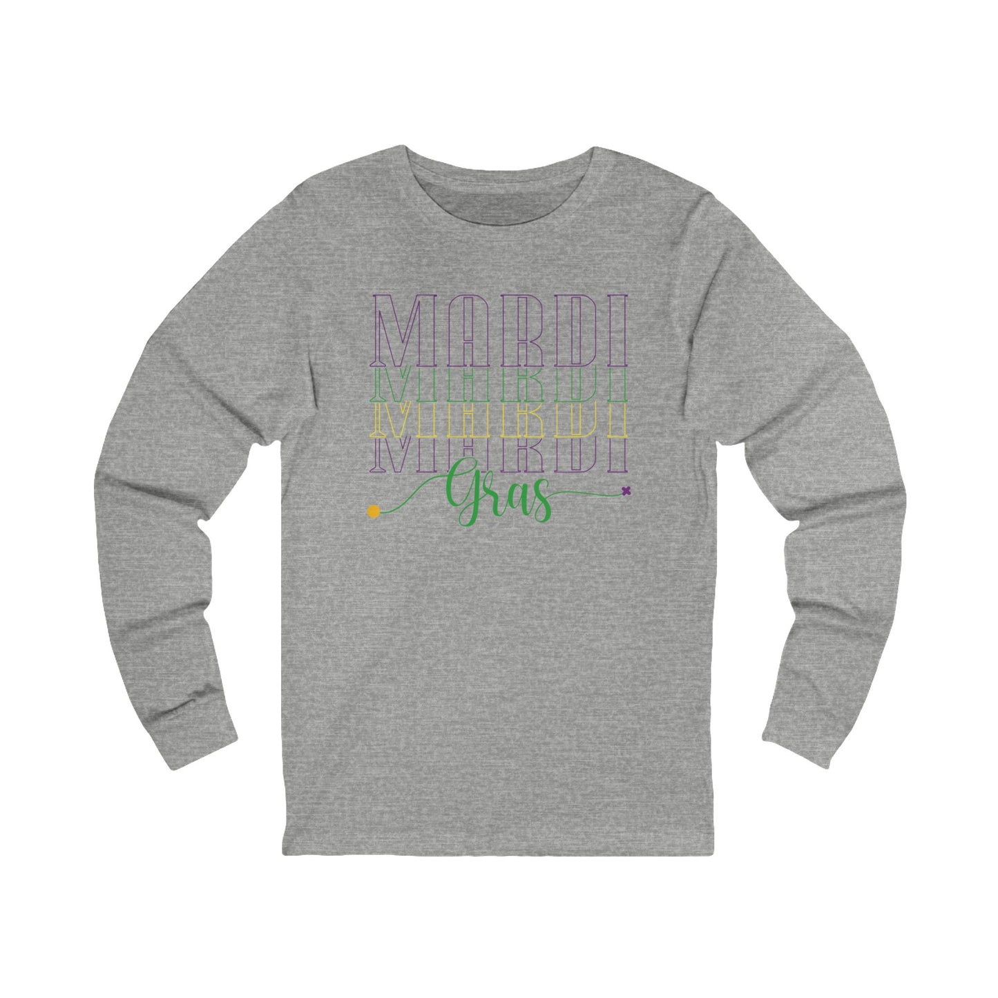 Mardi Gras Long Sleeve Tee — Festive Purple Green Gold Celebration Shirt