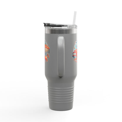 Rustic Farm-Themed Insulated Travel Mug, Fall Coffee Mug, Pumpkin Spice Lover Gift, Road Trip Mug, Autumn Vibes Drinkware