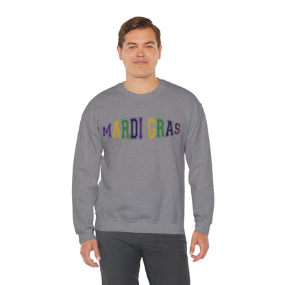 Mardi Gras Crewneck Sweatshirt - Festive Purple Green Gold Parade Pullover