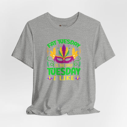 Mardi Gras 'Fat Tuesday' Tee — Carnival Mask & Feather Graphic