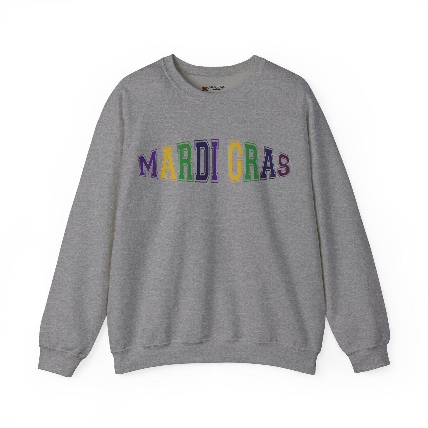 Mardi Gras Crewneck Sweatshirt - Festive Purple Green Gold Parade Pullover