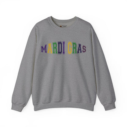 Mardi Gras Crewneck Sweatshirt - Festive Purple Green Gold Parade Pullover