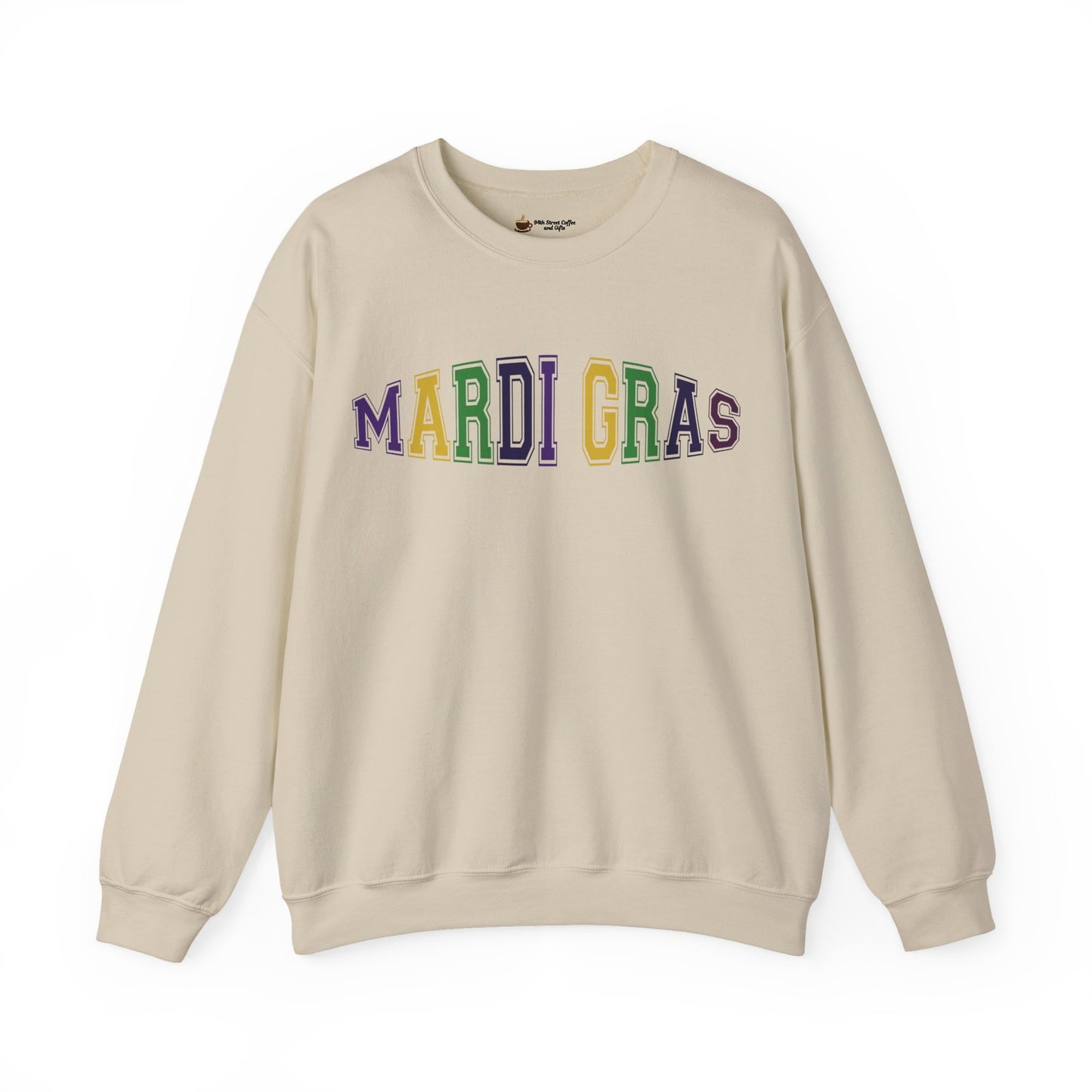 Mardi Gras Crewneck Sweatshirt - Festive Purple Green Gold Parade Pullover