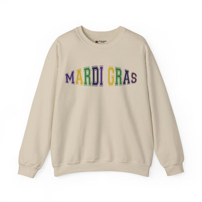 Mardi Gras Crewneck Sweatshirt - Festive Purple Green Gold Parade Pullover