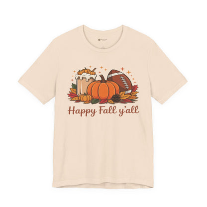 Fall-Themed Unisex Tee, "It's Fall Y'all" Short Sleeve Shirt, Autumn Apparel, Harvest Celebration, Cozy Gift Idea, Seasonal Fashion