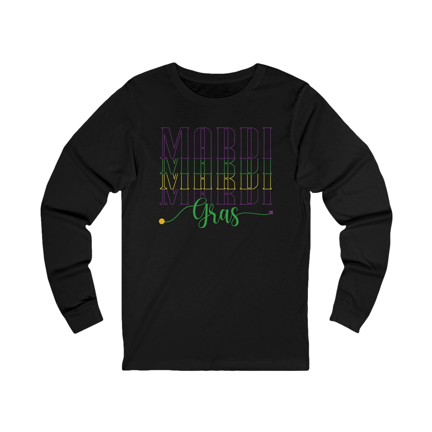 Mardi Gras Long Sleeve Tee — Festive Purple Green Gold Celebration Shirt