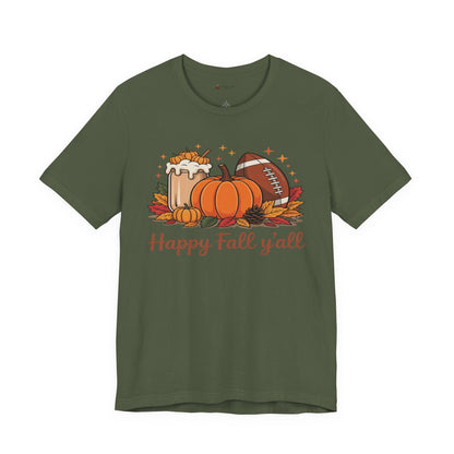 Fall-Themed Unisex Tee, "It's Fall Y'all" Short Sleeve Shirt, Autumn Apparel, Harvest Celebration, Cozy Gift Idea, Seasonal Fashion