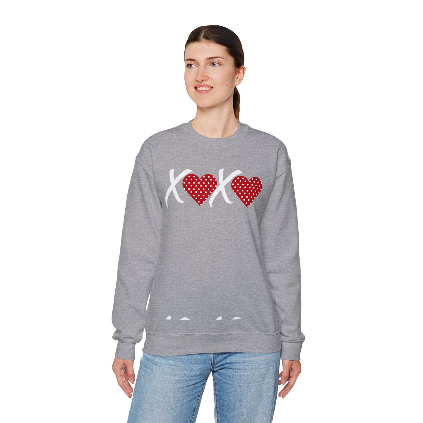 Valentine XOXO Polka Dot Heart Sweatshirt