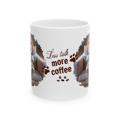 Less Talk More Coffee Dog Ceramic Mug | Perfect for Fall, Halloween, Thanksgiving, Cozy Drinks, Gift for Coffee Lovers