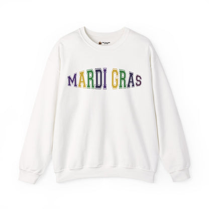 Mardi Gras Crewneck Sweatshirt - Festive Purple Green Gold Parade Pullover