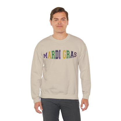 Mardi Gras Crewneck Sweatshirt - Festive Purple Green Gold Parade Pullover