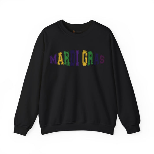 Mardi Gras Crewneck Sweatshirt - Festive Purple Green Gold Parade Pullover