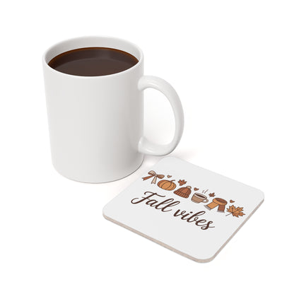 Fall Vibes Cork Coaster Set | Rustic Kitchen Decor, Coffee Lover Gift, Home Bar Accessory, Unique Coaster for Home