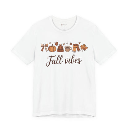 Fall Vibes T-Shirt, Graphic Tee, Gift for Couples, Valentine's Day Tee, Love Shirt, Unisex Jersey Tee, Heart Design Shirt