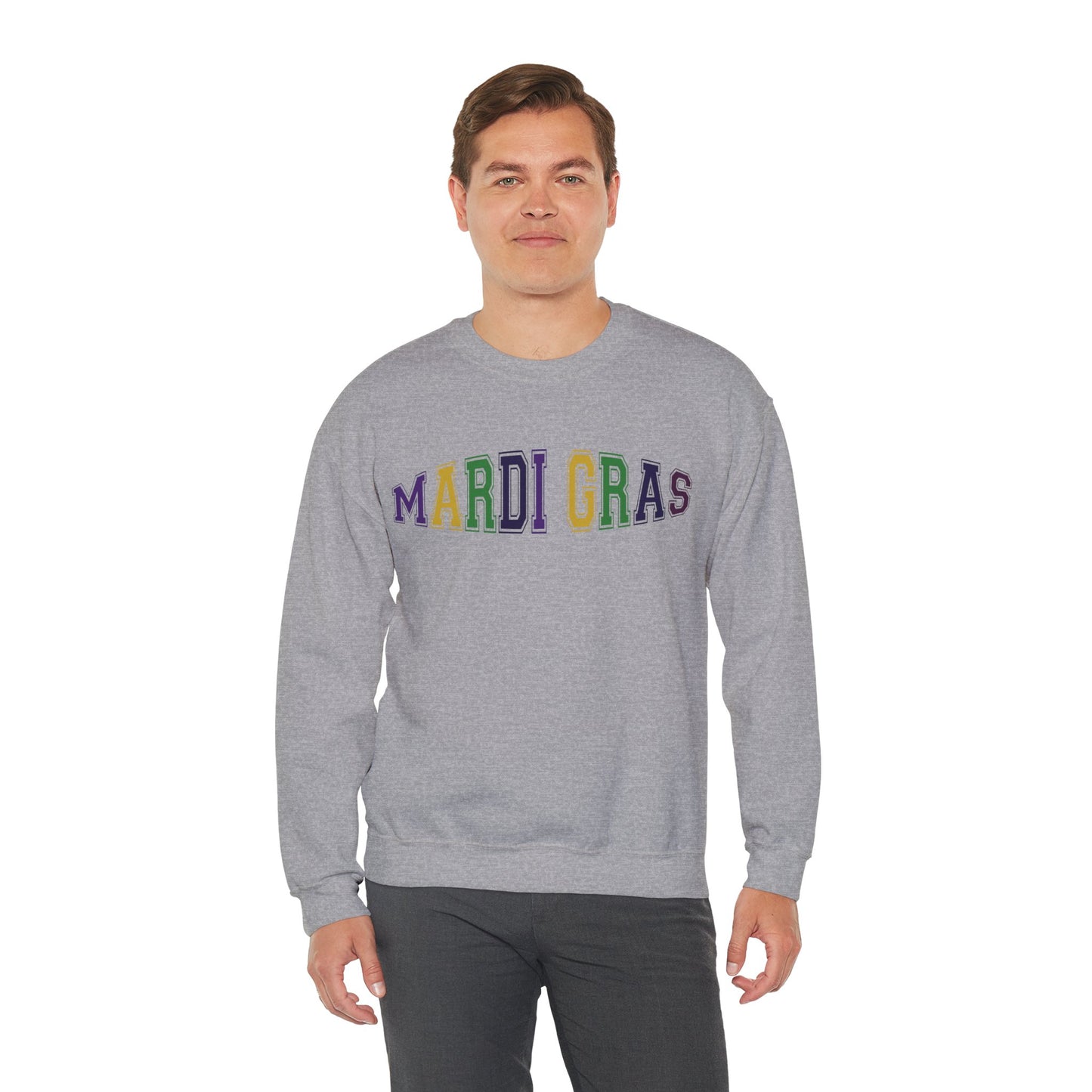 Mardi Gras Crewneck Sweatshirt - Festive Purple Green Gold Parade Pullover