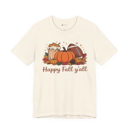 Fall-Themed Unisex Tee, "It's Fall Y'all" Short Sleeve Shirt, Autumn Apparel, Harvest Celebration, Cozy Gift Idea, Seasonal Fashion