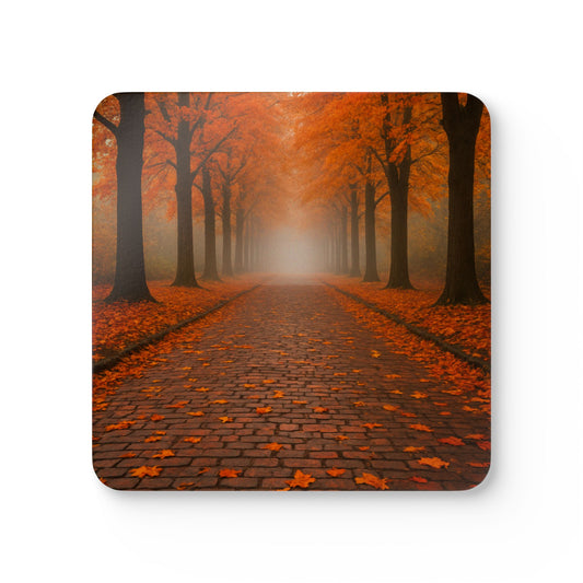 Autumn-Inspired Corkwood Coaster Set, Fall Decor, Home Bar Accessories, Rustic Kitchen Gift, Seasonal Tableware, Ideal for Thanksgiving