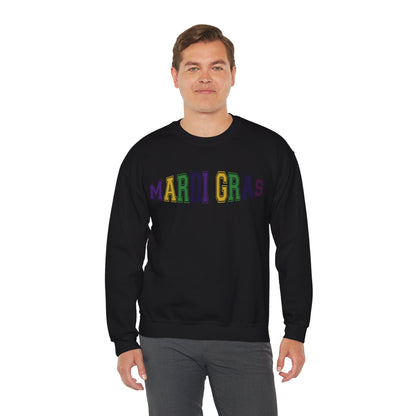 Mardi Gras Crewneck Sweatshirt - Festive Purple Green Gold Parade Pullover